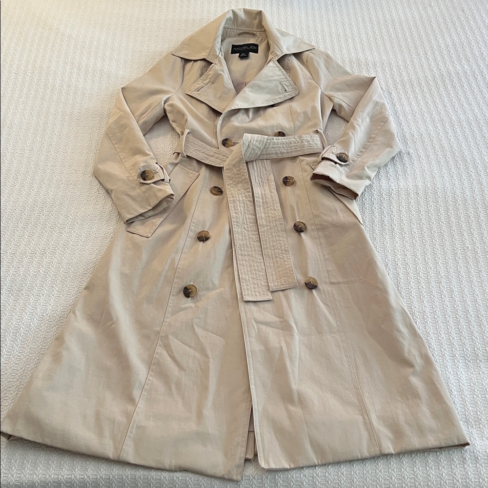 Rachel Zoe Beige Double-Breasted Trench Coat London Fog